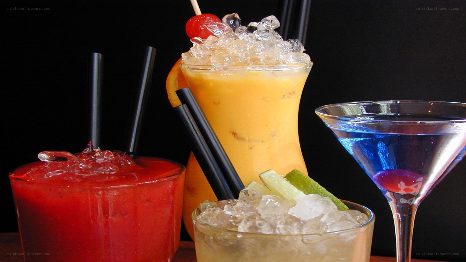 Colorful cocktails on display