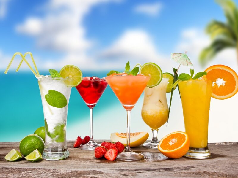 Colorful Cocktails on Table — Blue