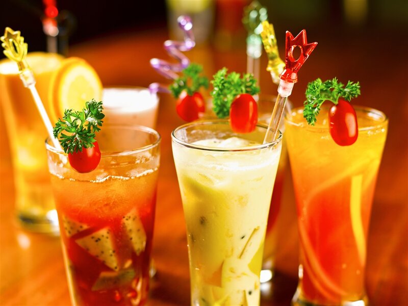Colorful Cocktails on Table — Orange, Vibrant