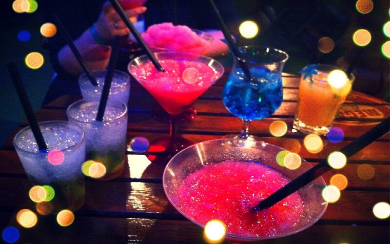Colorful Cocktails on Table — Red