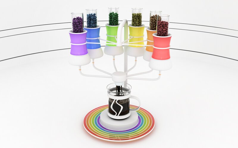 colorful coffee bean display