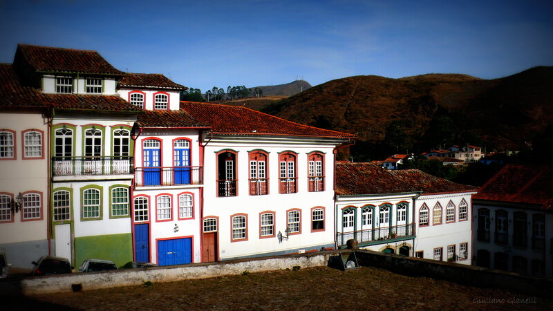 Colorful Colonial Buildings — White