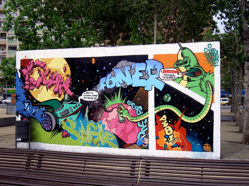 colorful comic-style mural