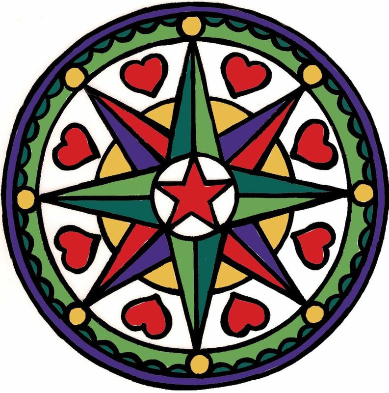 colorful compass rose mandala