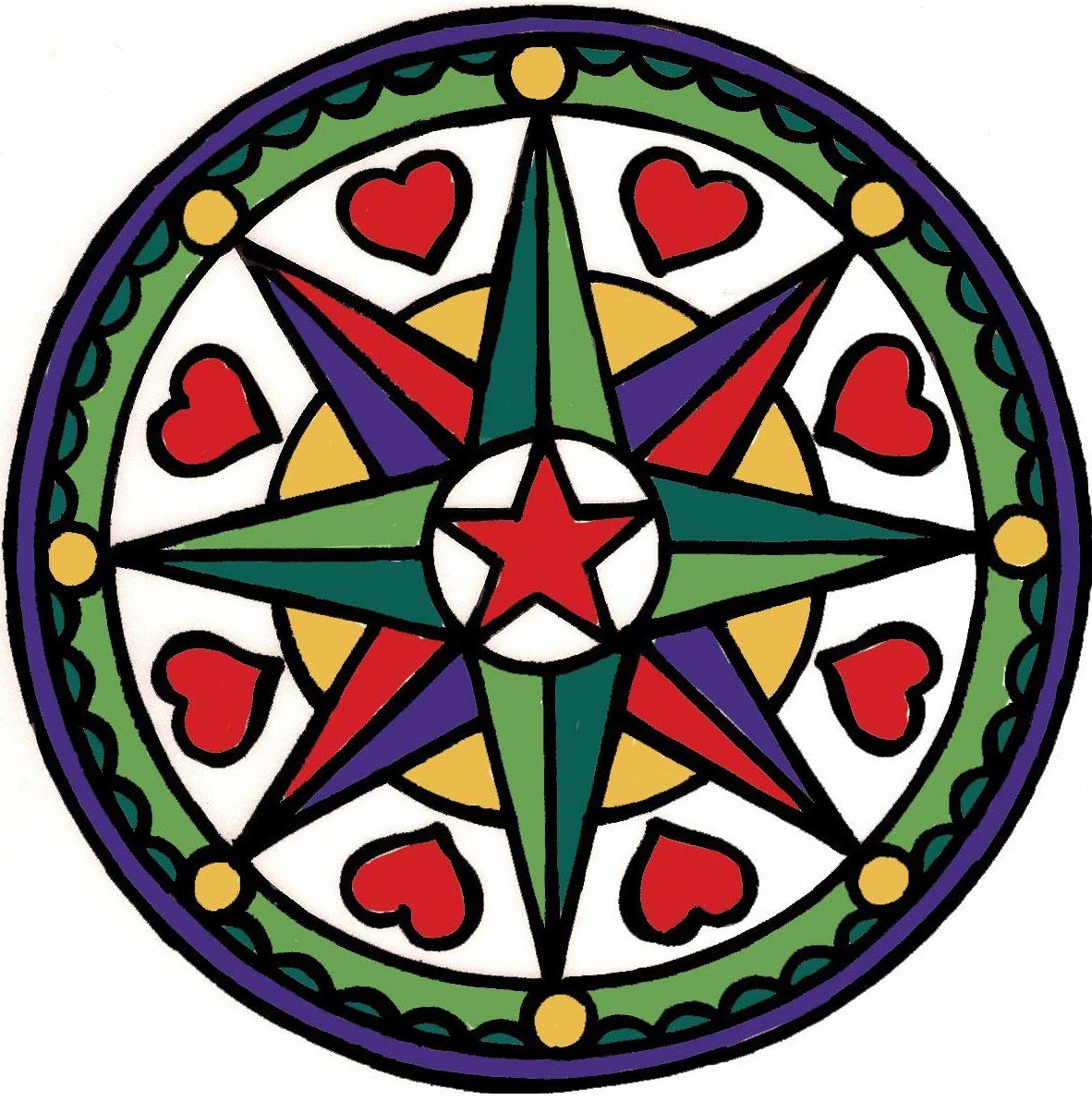 colorful compass rose mandala