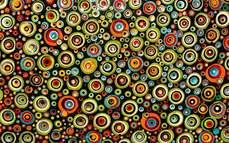 Colorful Concentric Circles — Black