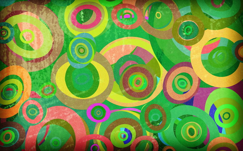 Colorful Concentric Circles — Green, Vibrant, Abstract, Grunge Texture