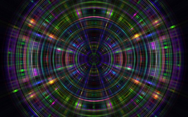 colorful concentric light rings