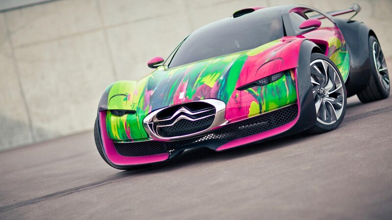 Colorful Concept Car — Pink, Dynamic, Photograph