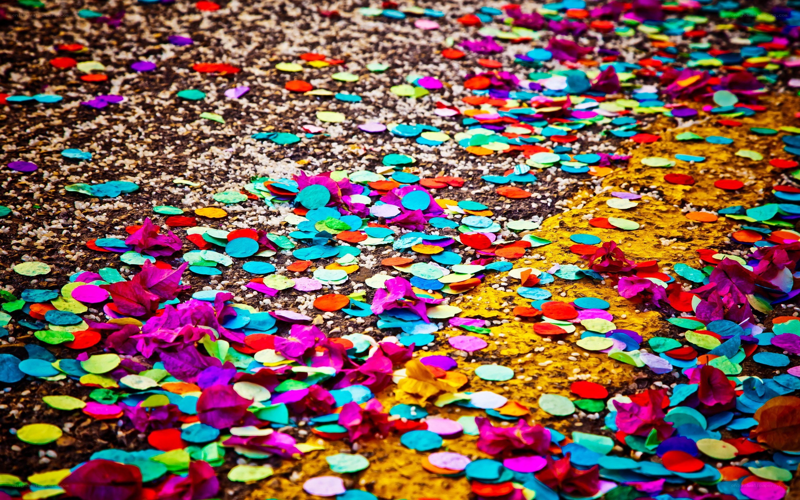 colorful confetti on ground