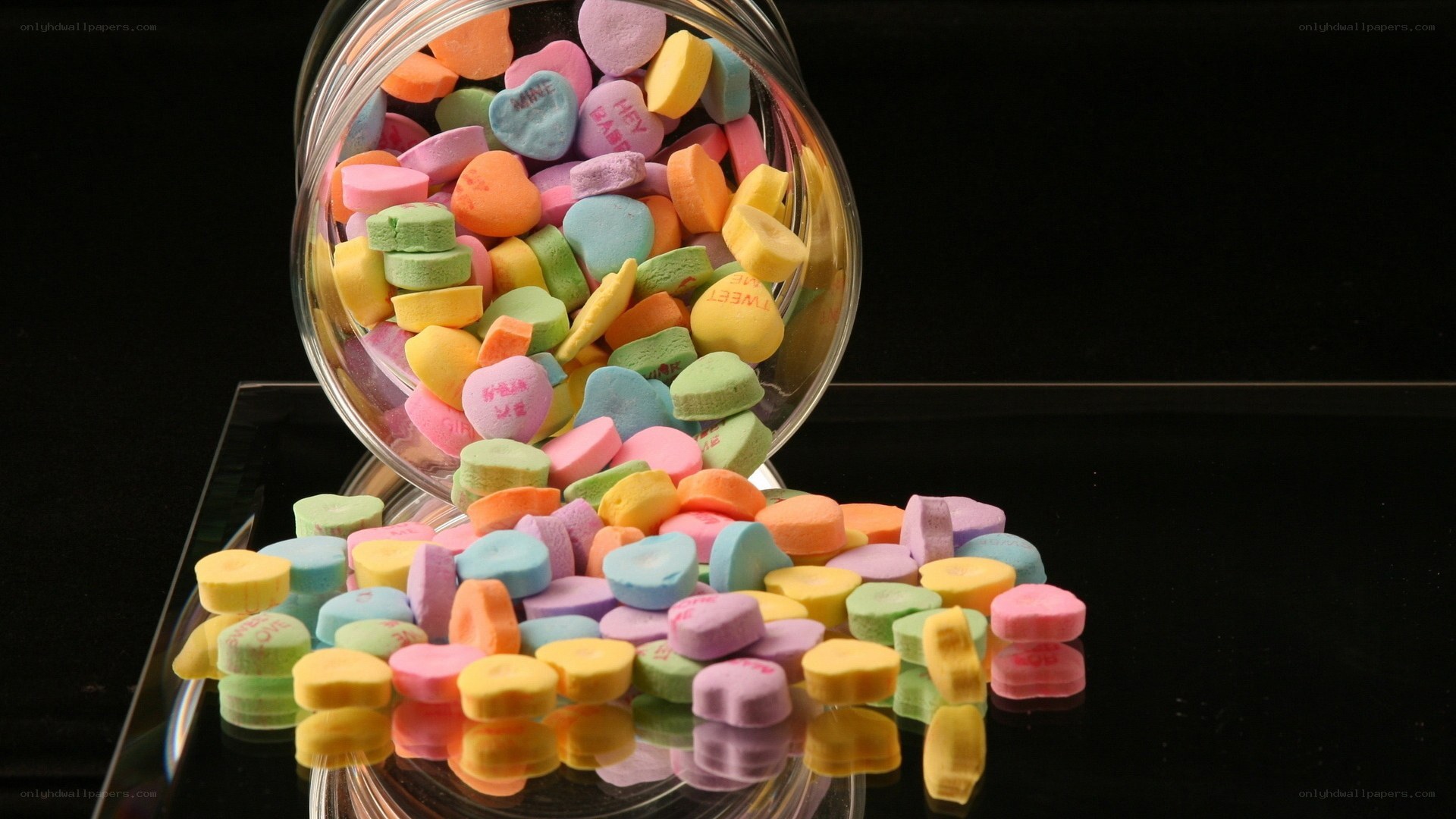 Colorful conversation hearts candy