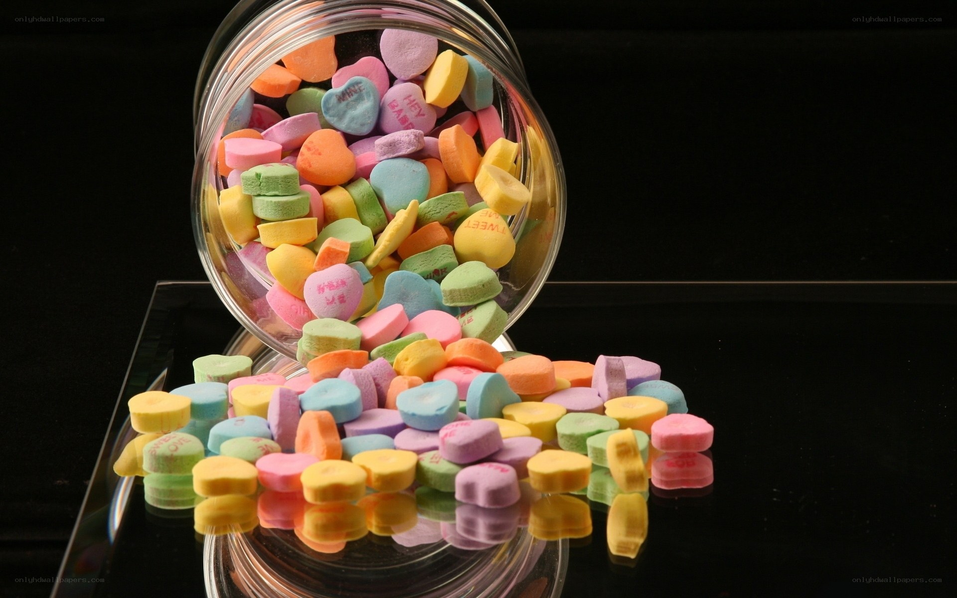Colorful conversation hearts spilling out