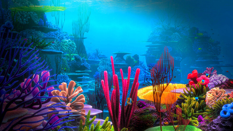 Colorful Coral Reef — Blue, Serene, Digital Art