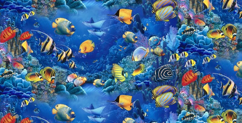 Colorful coral reef with tropical fish