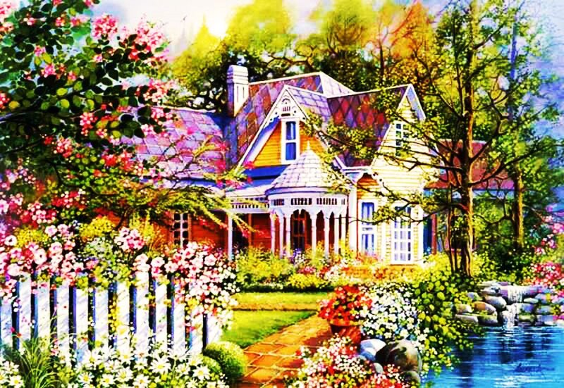 Colorful Cottage Garden — Green