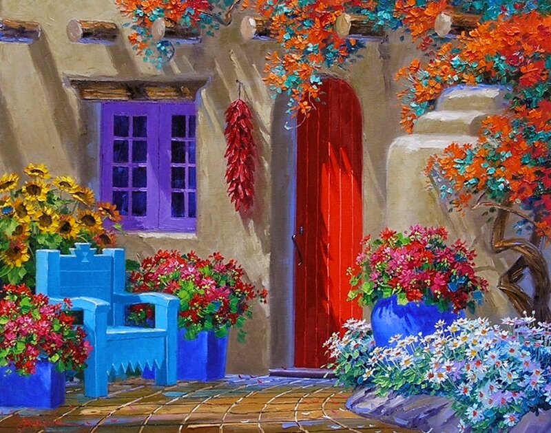Colorful Courtyard Scene