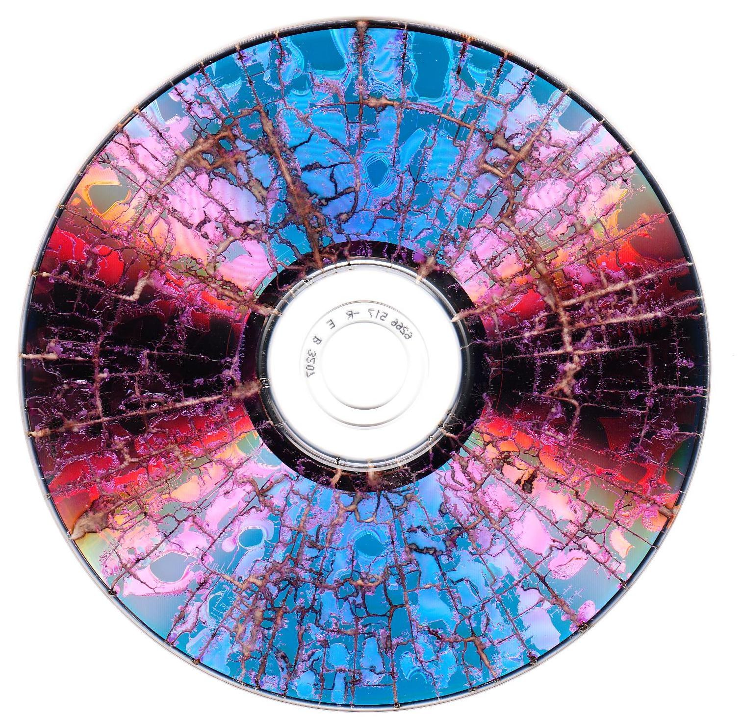 Colorful cracked CD surface