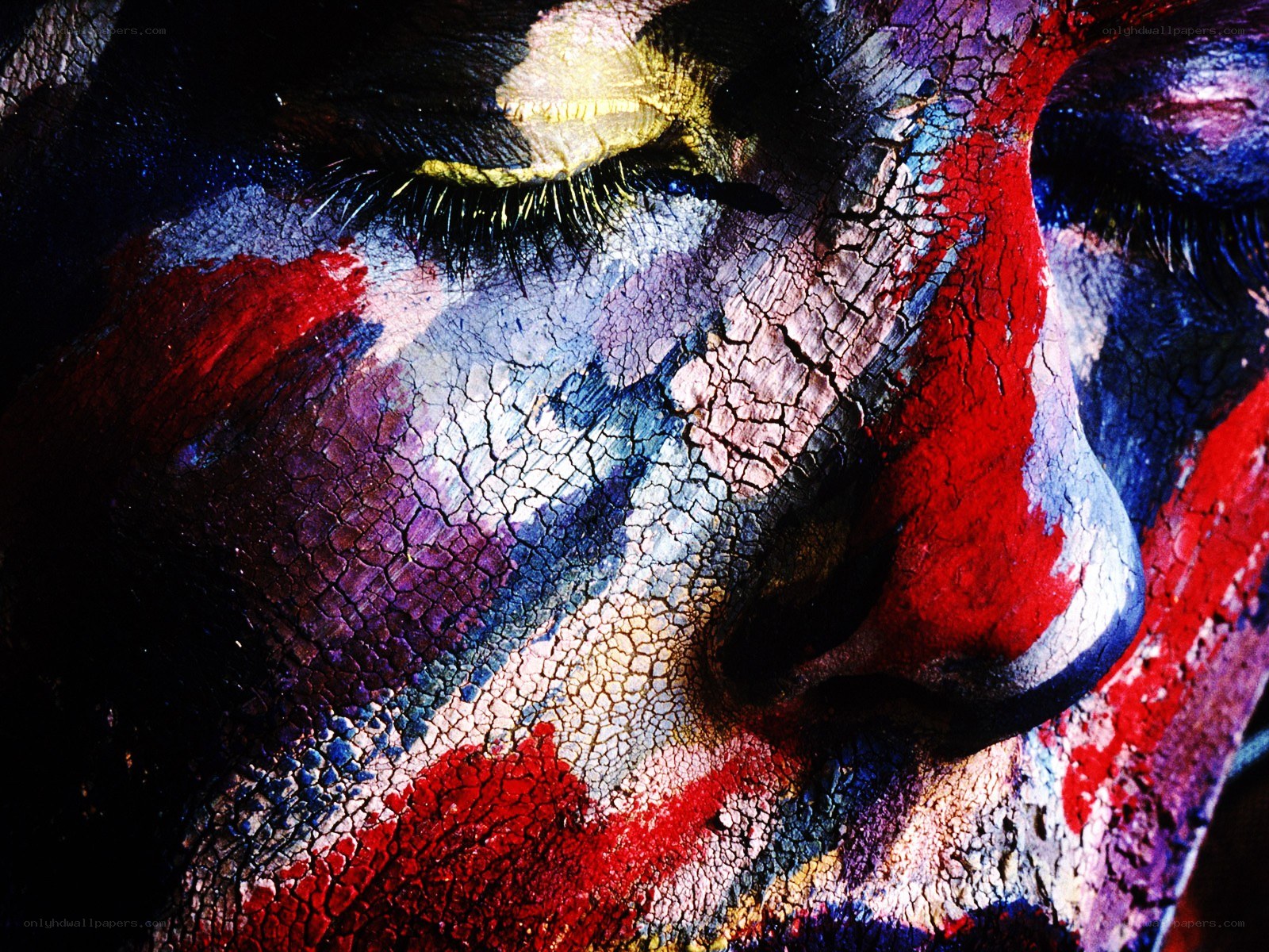 colorful cracked face art