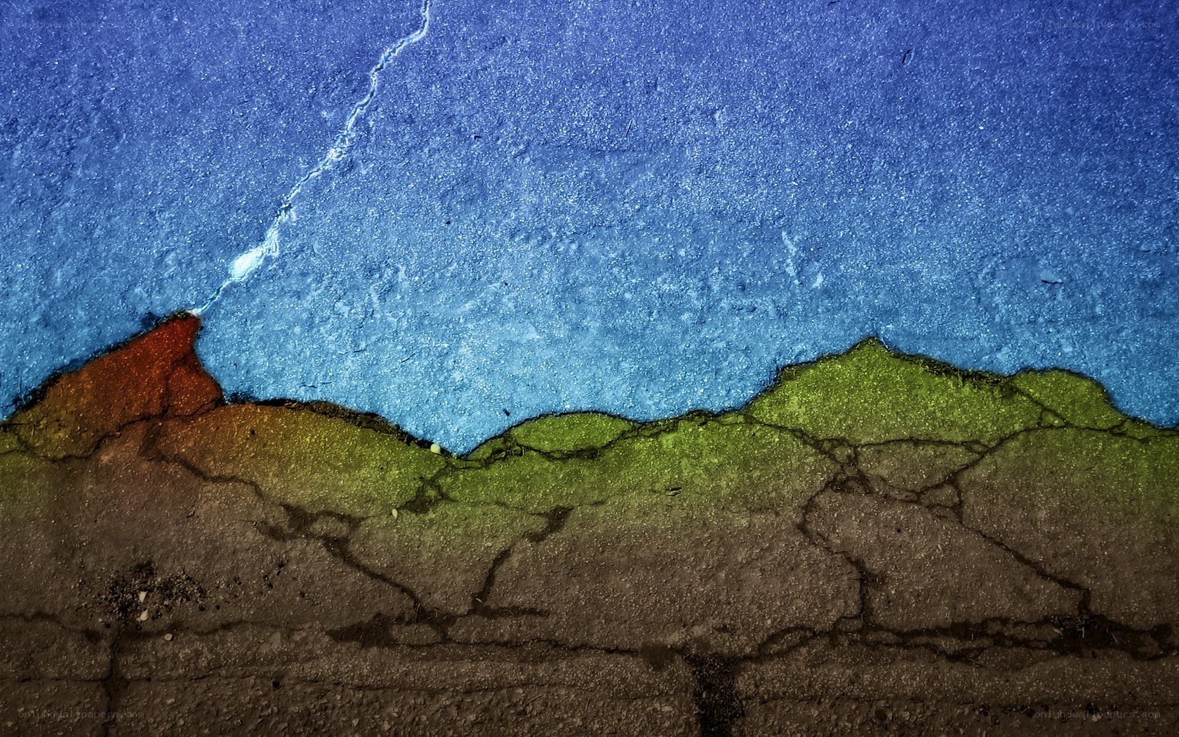 colorful cracked pavement