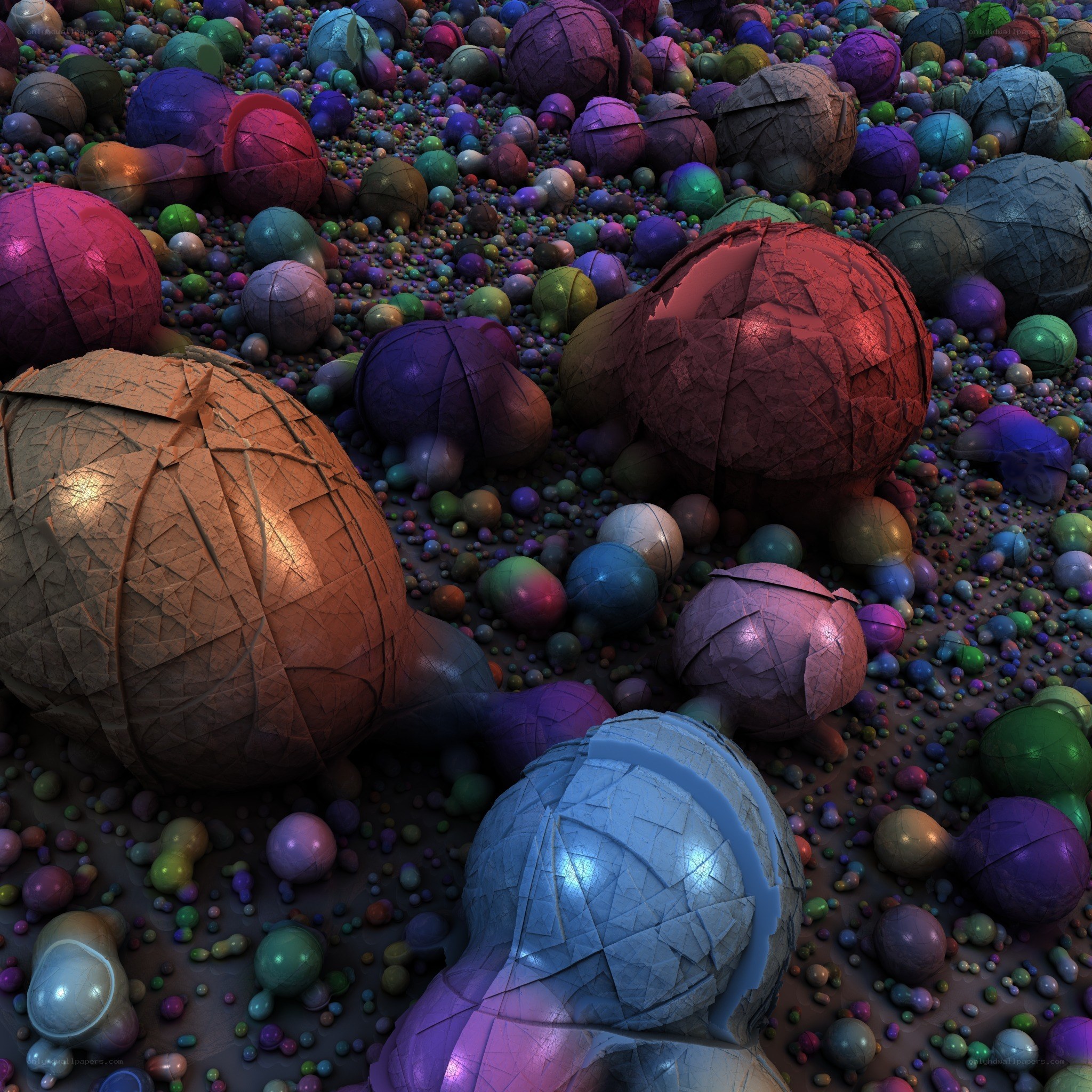 Colorful cracked spheres