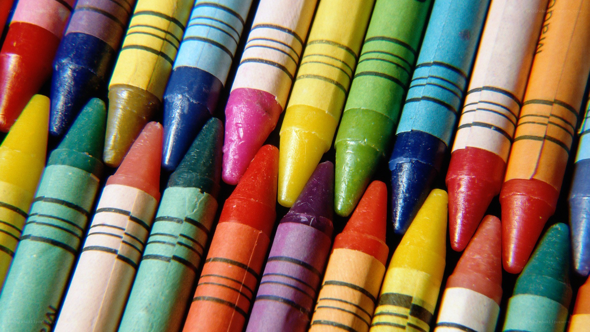 Colorful crayons in a box