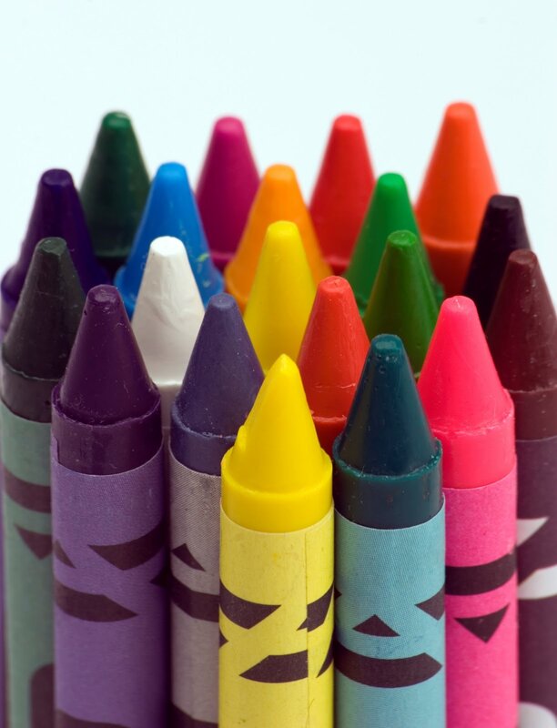 colorful crayons in a group