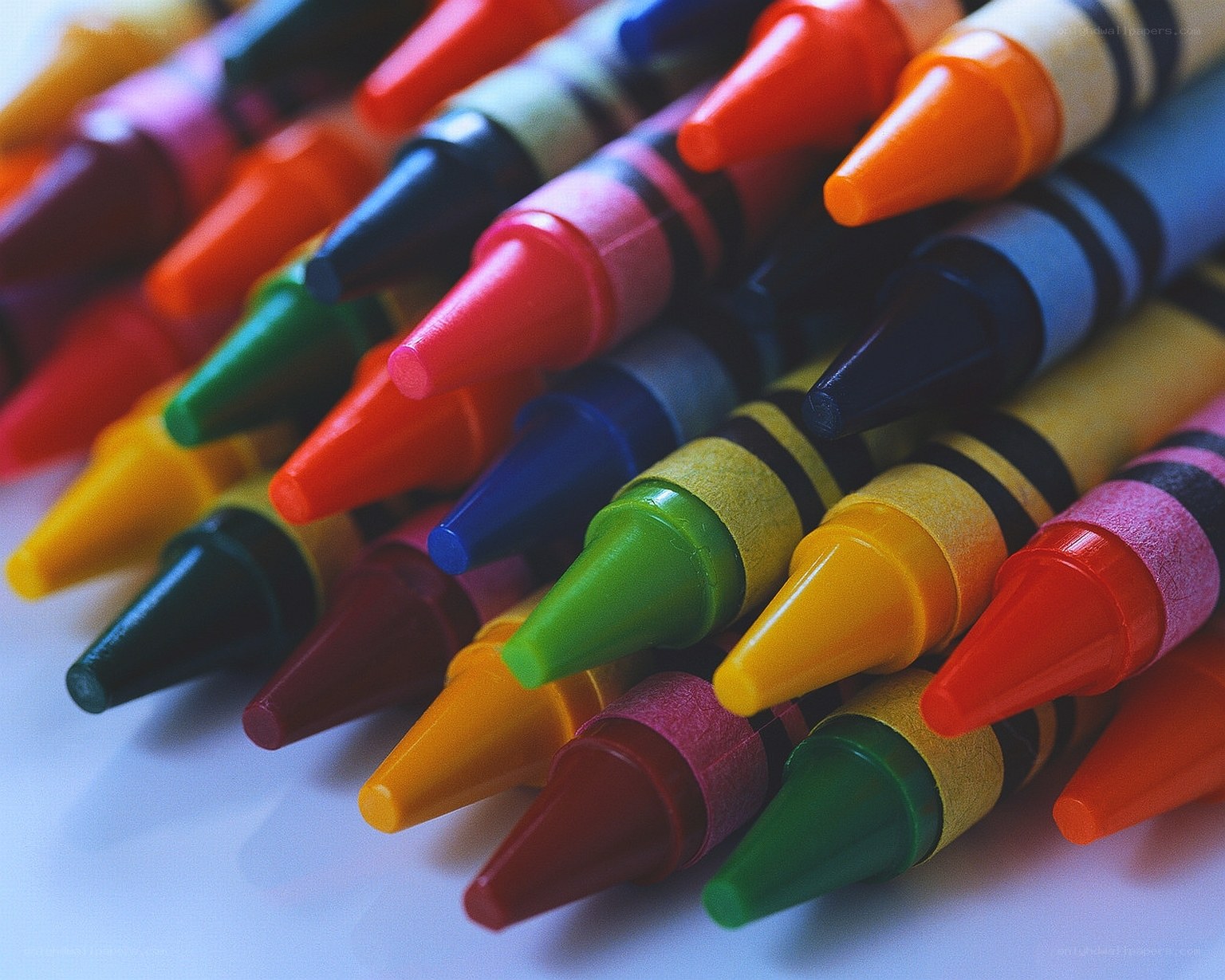 Colorful crayons in a pile