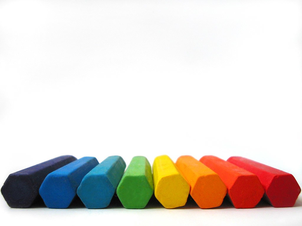 colorful crayons in a row