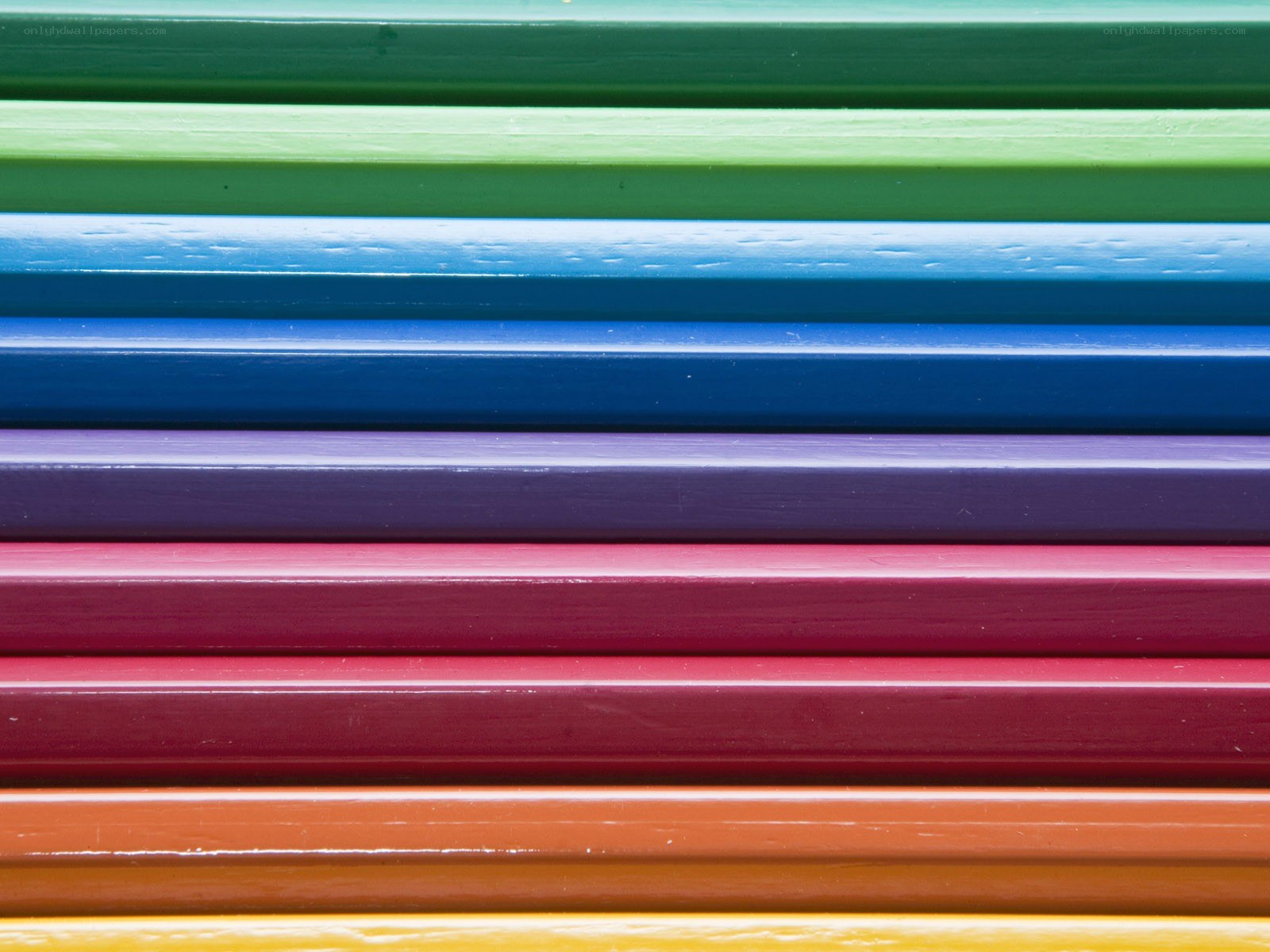 Colorful crayons in a row