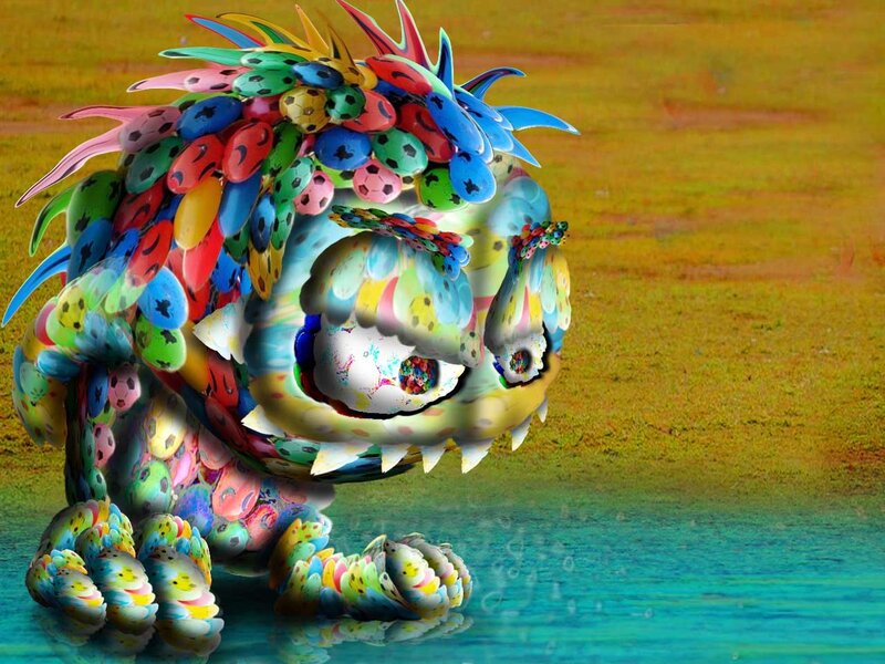 colorful creature sculpture