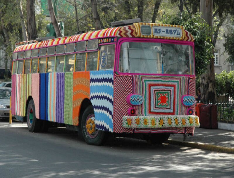 Colorful Crocheted Bus