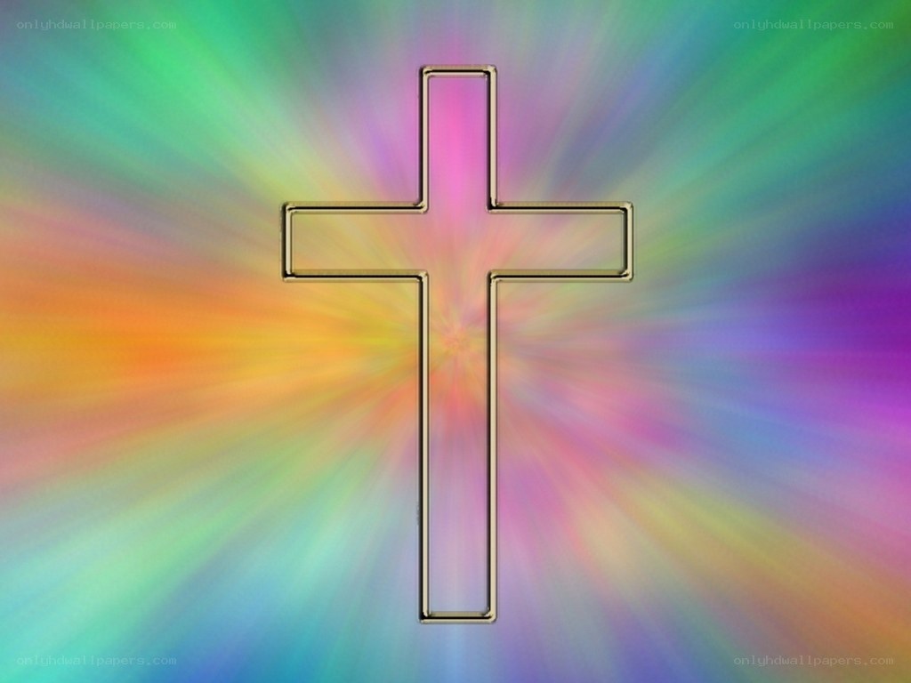 colorful cross with radiant light