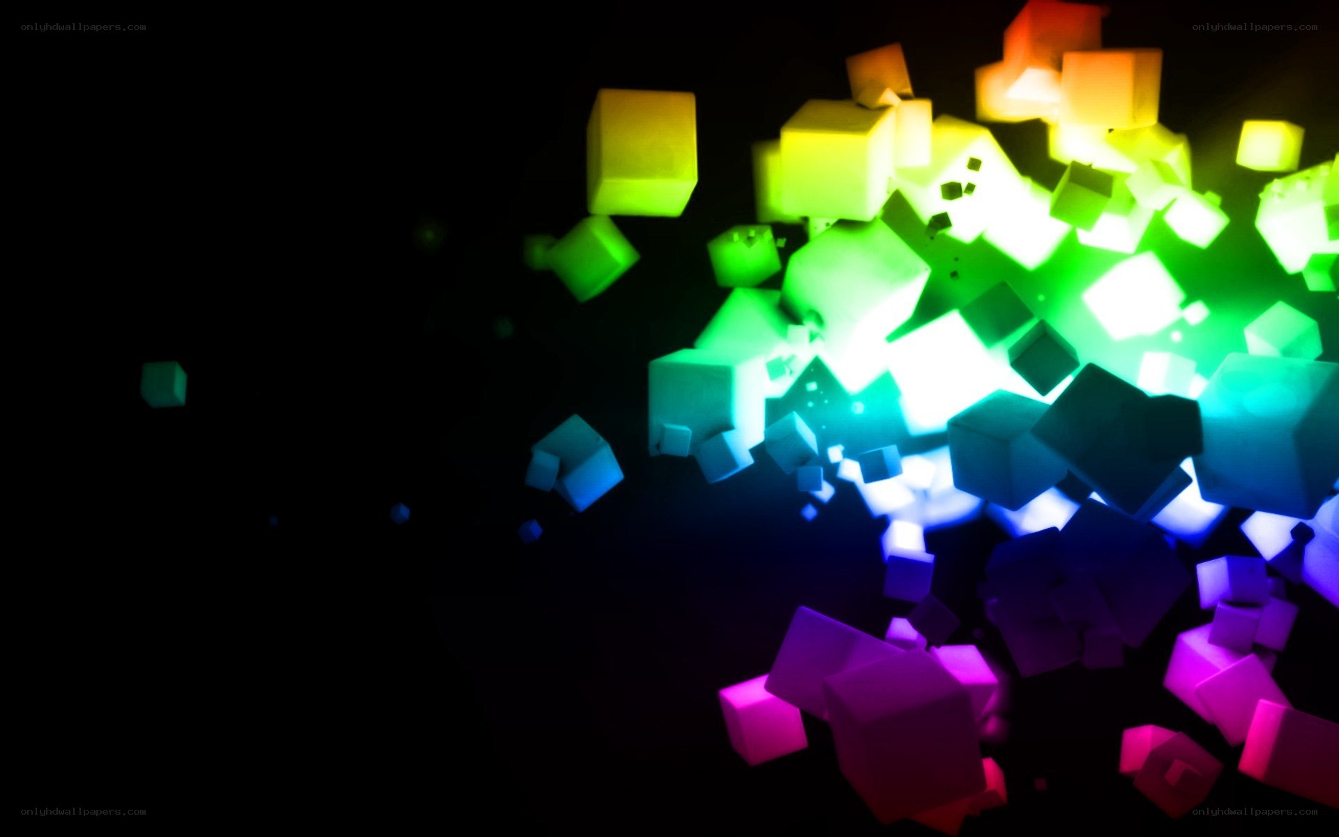 Colorful cube explosion