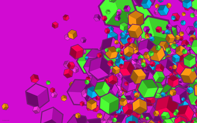 Colorful cube explosion