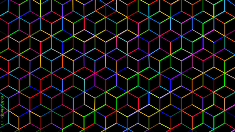 Colorful Cube Grid — Black