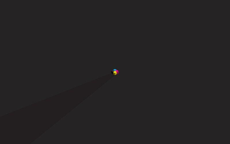 colorful cube in darkness