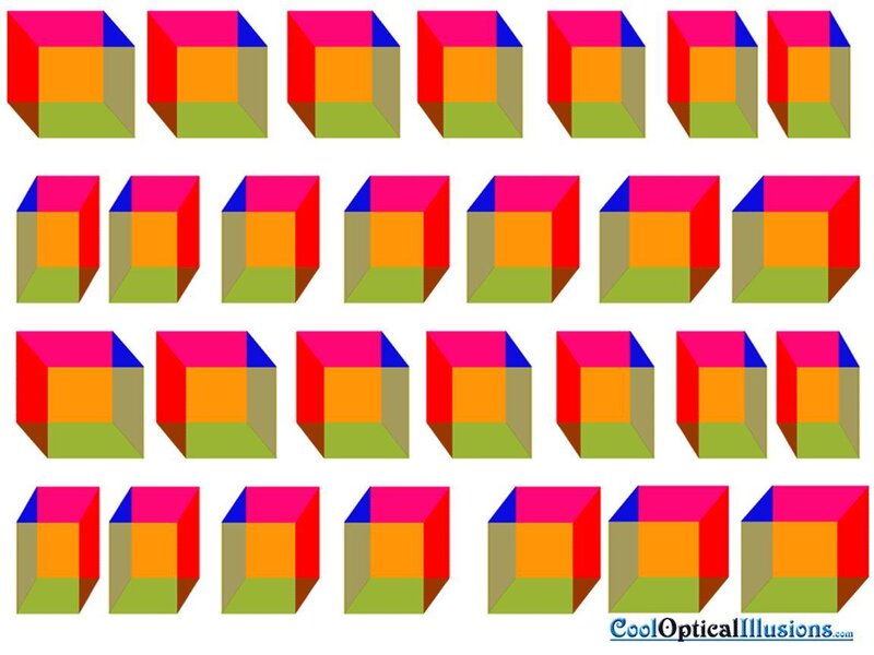 Colorful cube optical illusion