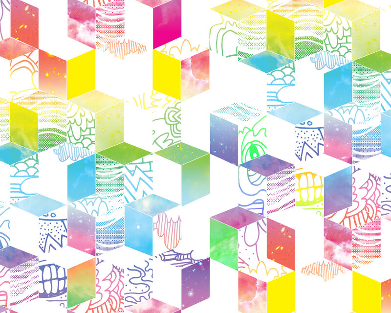 Colorful Cube Pattern — Yellow