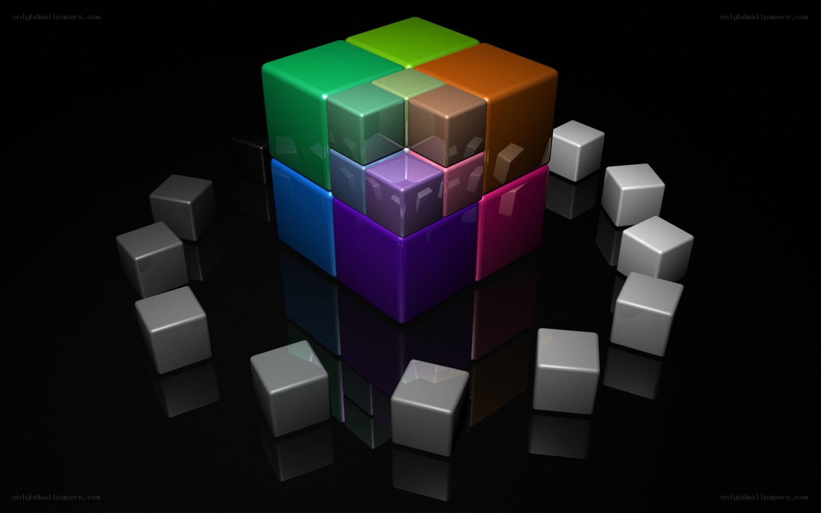 Colorful cube puzzle on black