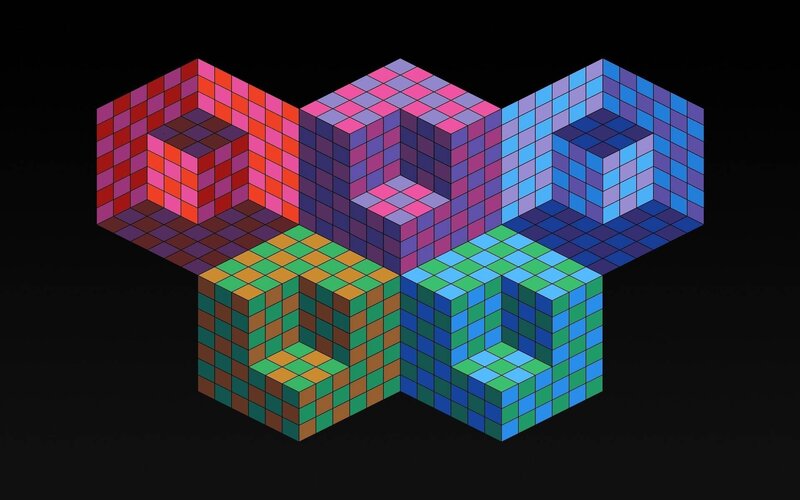 Colorful Cube Structure — Red, Abstract