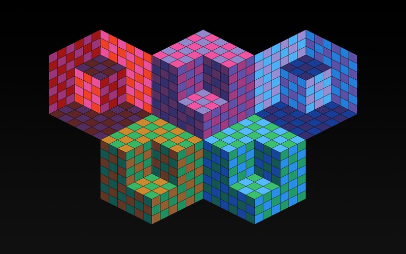 Colorful Cube Structure — Red
