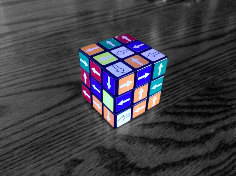 Colorful cube with arrows