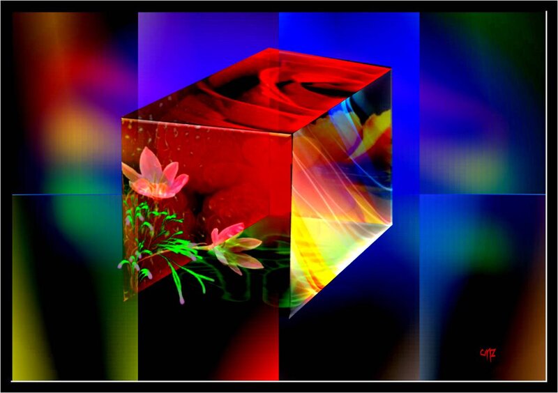 Colorful Cube with Flowers