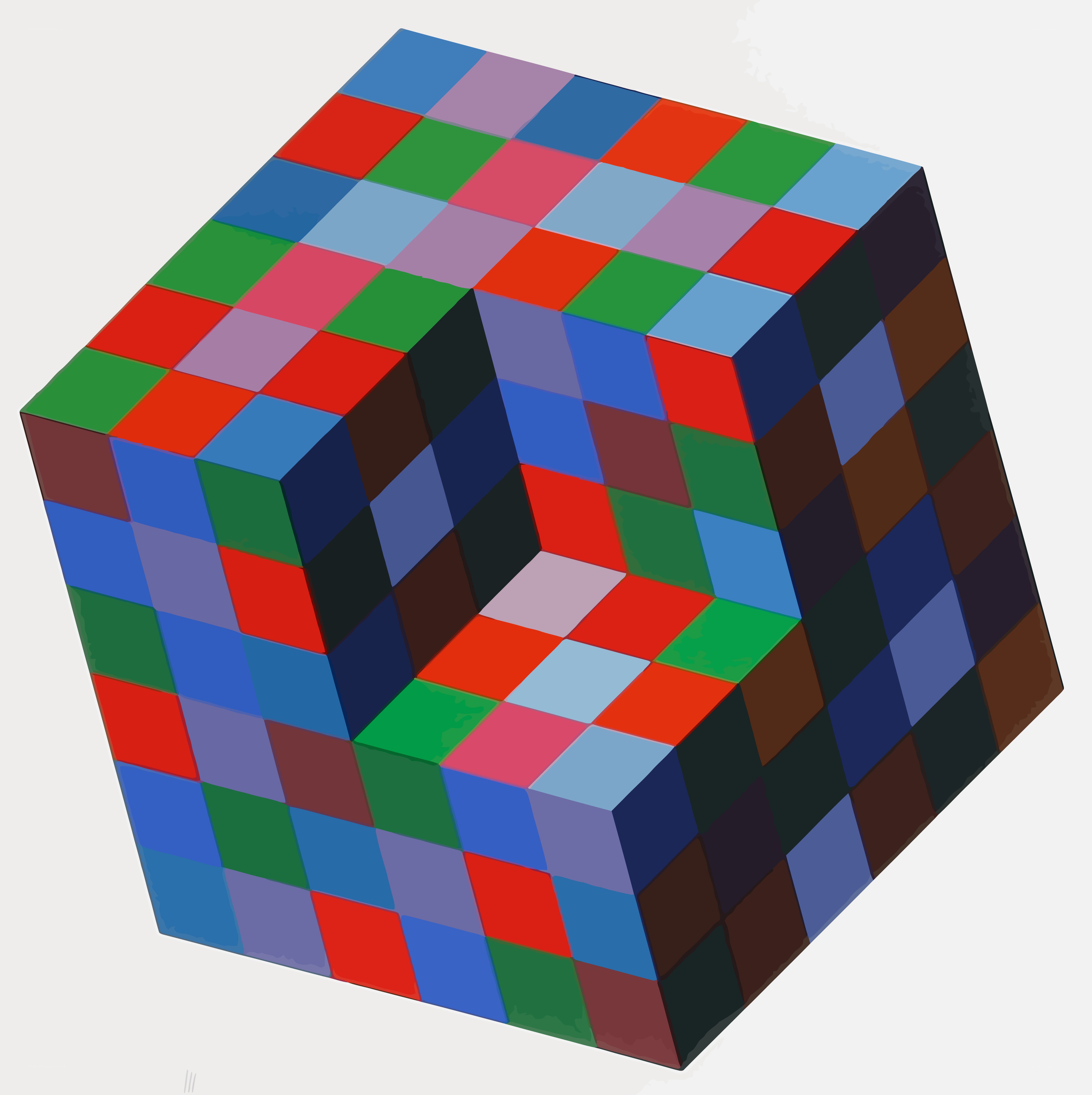 Colorful cube with hollow center