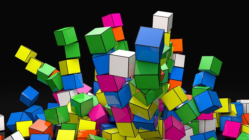 Colorful cubes explosion