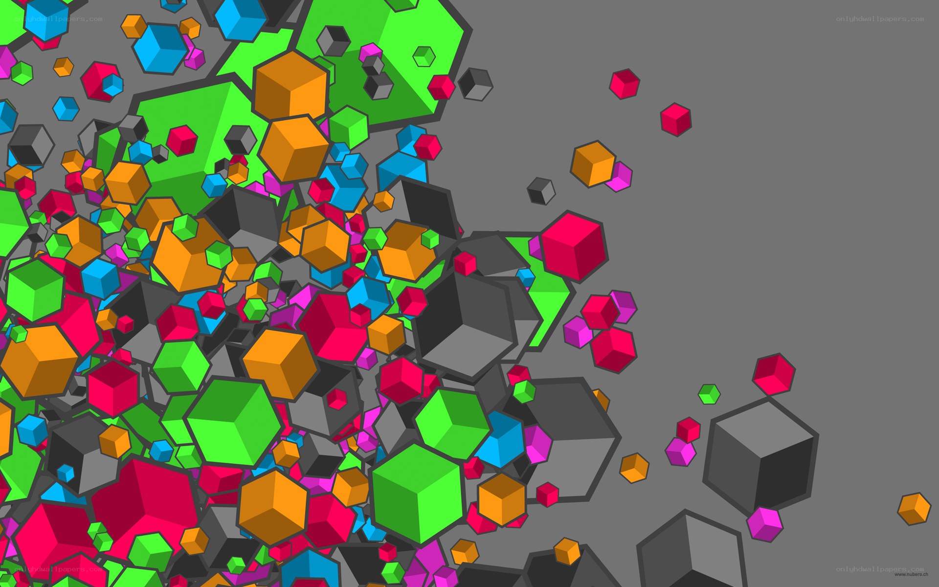 colorful cubes explosion