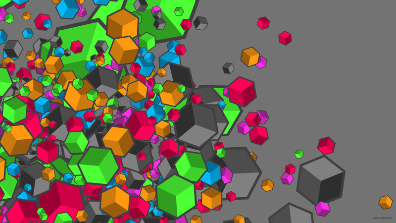 colorful cubes explosion