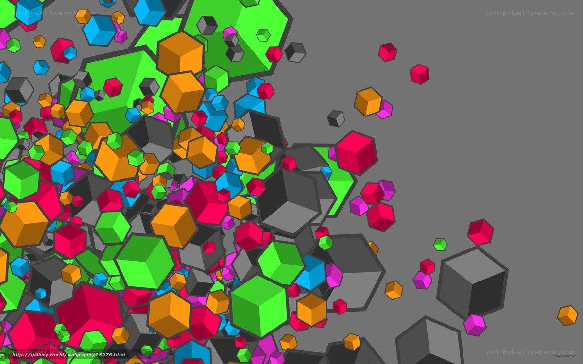 Colorful cubes explosion