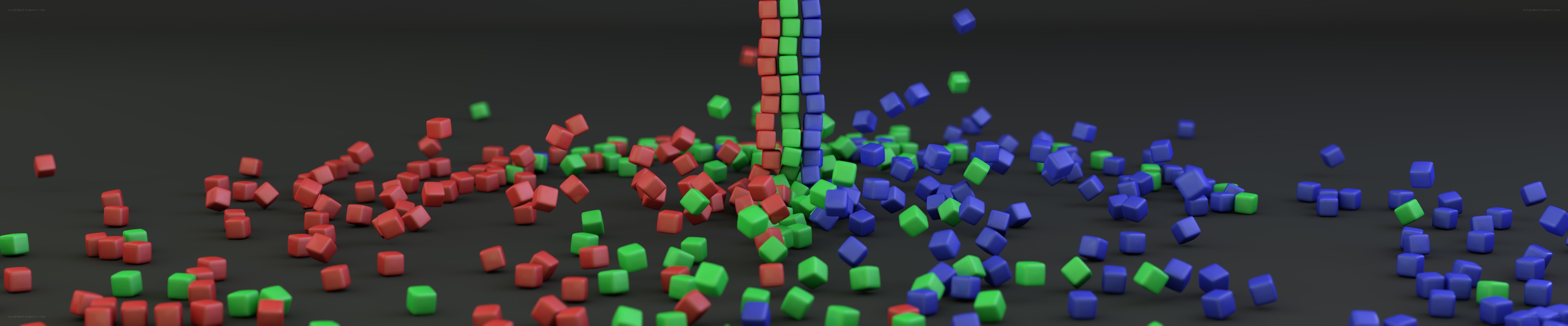 Colorful cubes falling