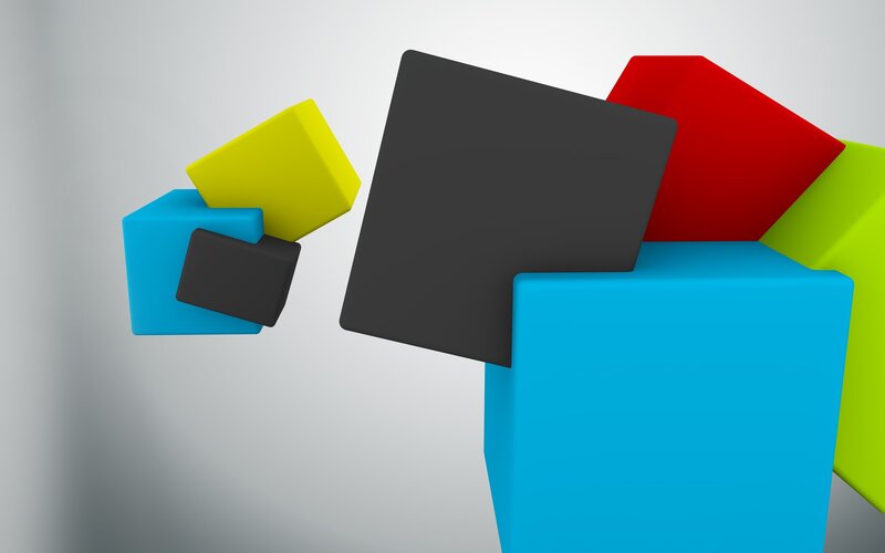 Colorful Cubes Floating — Blue